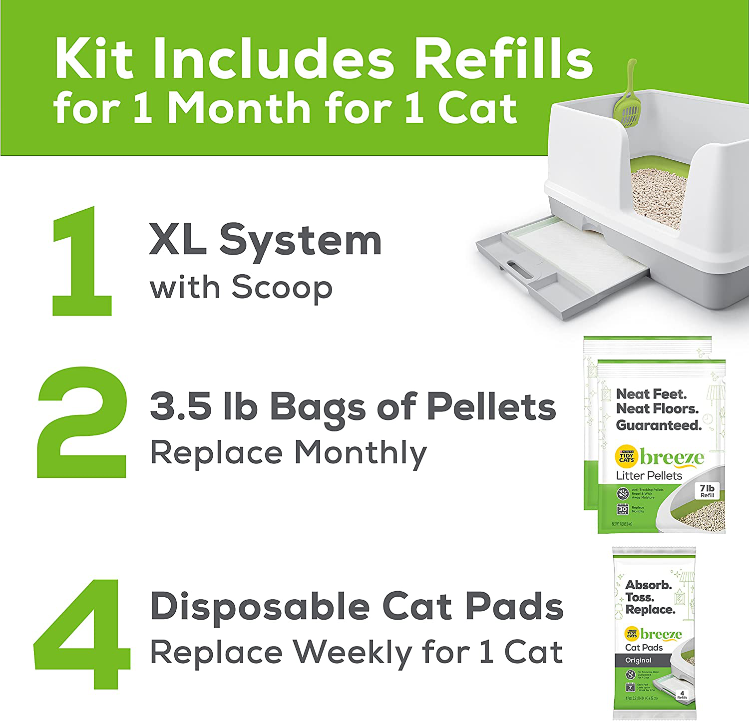 Purina Tidy Cats Breeze Cat Litter Box System Starter Kit, XL Breeze Litter System with Pads & Pellets Animals & Pet Supplies > Pet Supplies > Cat Supplies > Cat Litter Purina Tidy Cats   