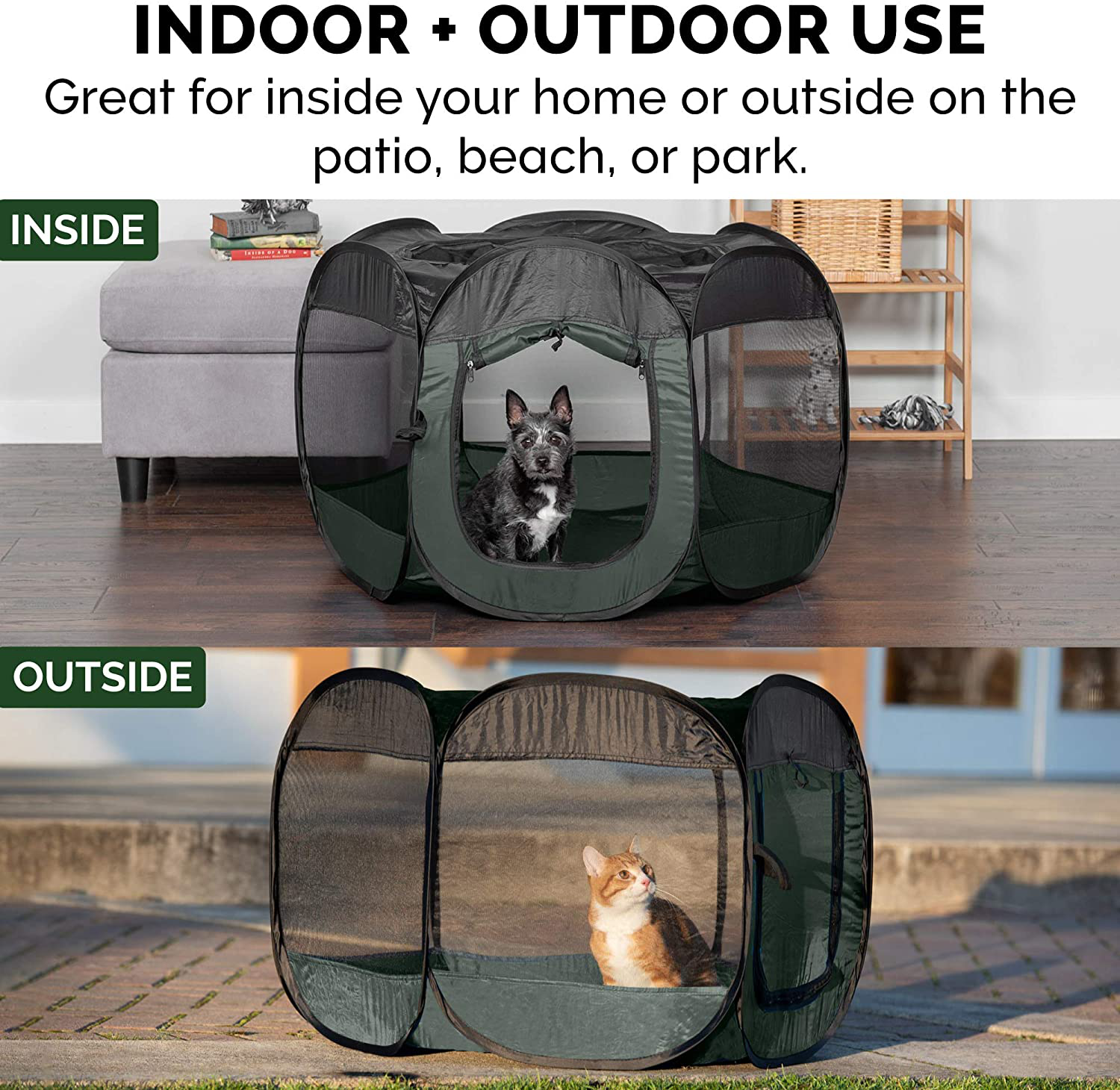 Furhaven Indoor-Outdoor Pop up Exercise Playpen Pet Tent Playground for Small, Medium, and Large Dogs and Cats - Multiple Colors and Sizes