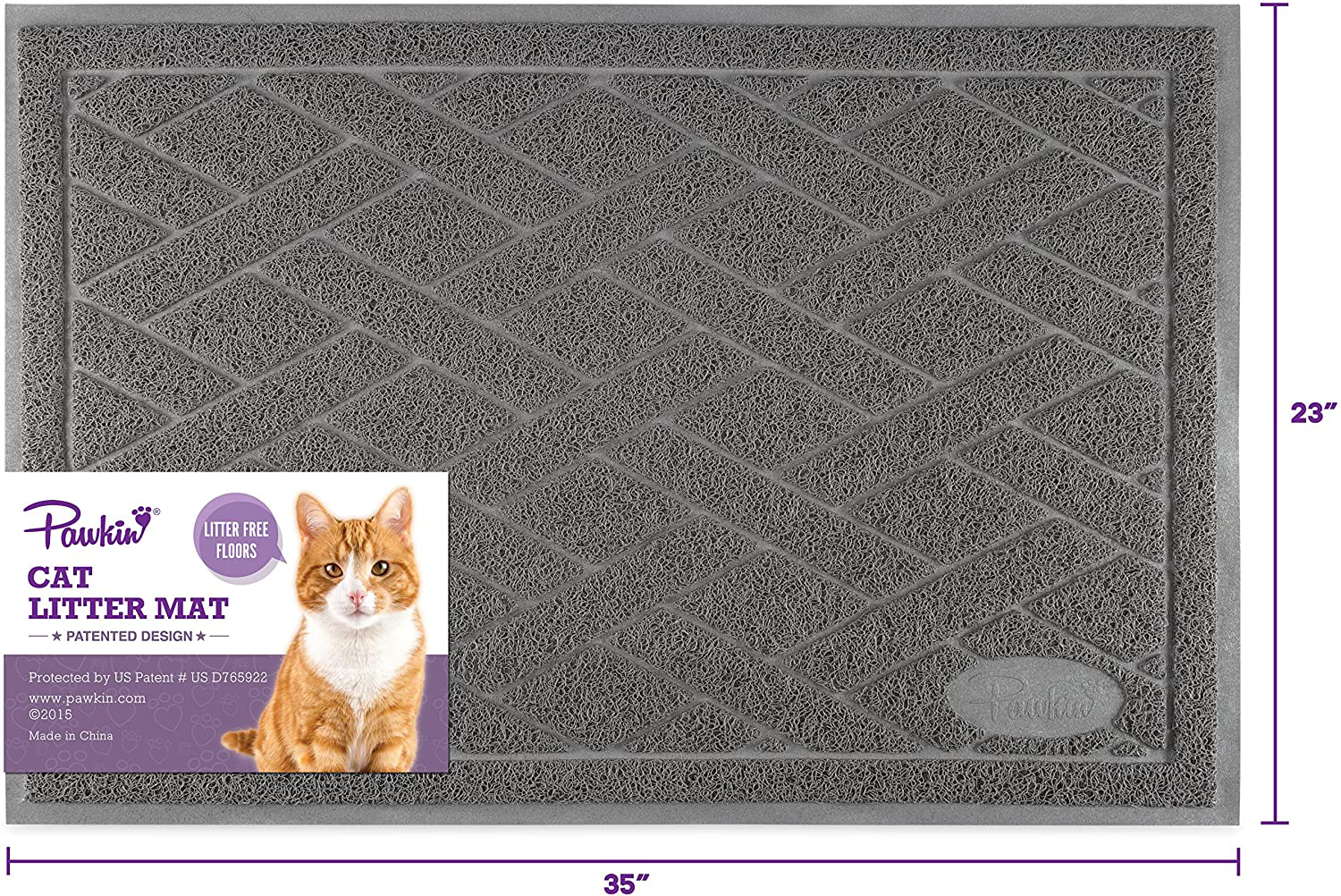 Pawkin Cat Litter Mat, Patented Design with Litter Lock Mesh, Durable, Easy to Clean, Soft, Fits under Litter Box, Litter Free Floors Animals & Pet Supplies > Pet Supplies > Cat Supplies > Cat Litter Box Mats Pawkin   
