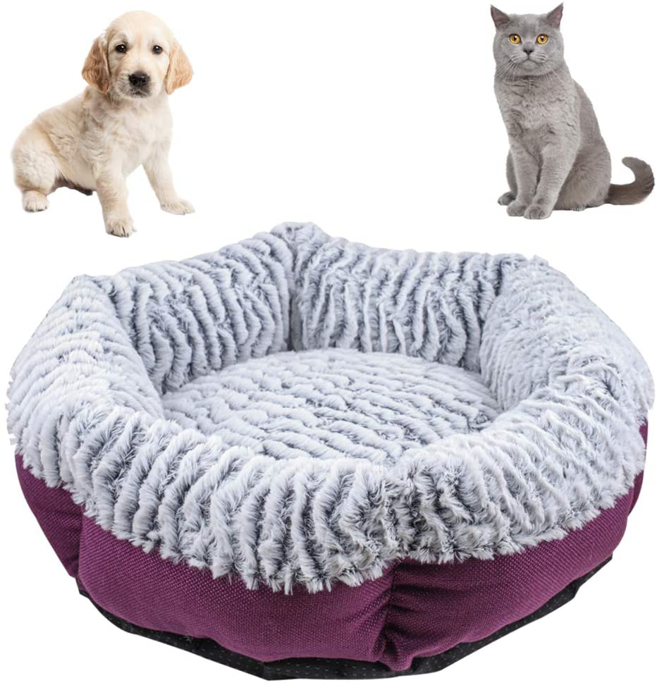 Cat Bed for Small Dog - Machine Washable Calming Pet Kitty Beds for Medium Large Cats and Puppy, anti Anxiety round Donut Dogs Kitten Bed with Non Slip Bottom and Self Warming Comfy Memory Foam