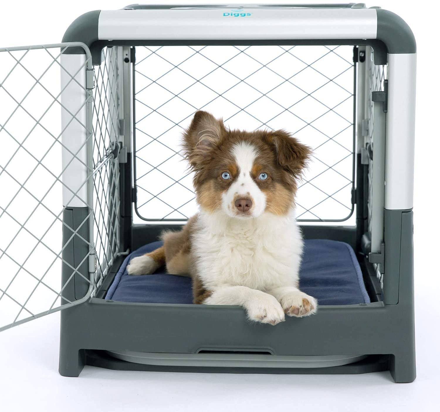 Diggs Revol Dog Crate (Collapsible Dog Crate, Portable Dog Crate, Travel Dog Crate, Dog Kennel) for Small and Medium Dogs and Puppies Animals & Pet Supplies > Pet Supplies > Dog Supplies > Dog Kennels & Runs Diggs Grey x Small Small 