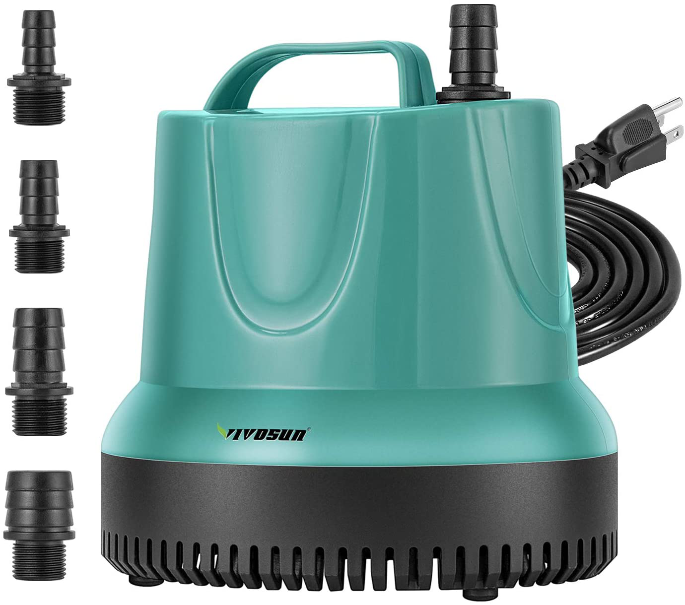 VIVOSUN 660GPH Submersible Pump (2500L/H, 40W), Ultra Quiet Water Pump with 8.2Ft High Lift, Fountain Pump with 5Ft Power Cord, 4 Nozzles for Fish Tank, Pond, Aquarium, Statuary, Hydroponics Animals & Pet Supplies > Pet Supplies > Fish Supplies > Aquarium & Pond Tubing VIVOSUN 60W  