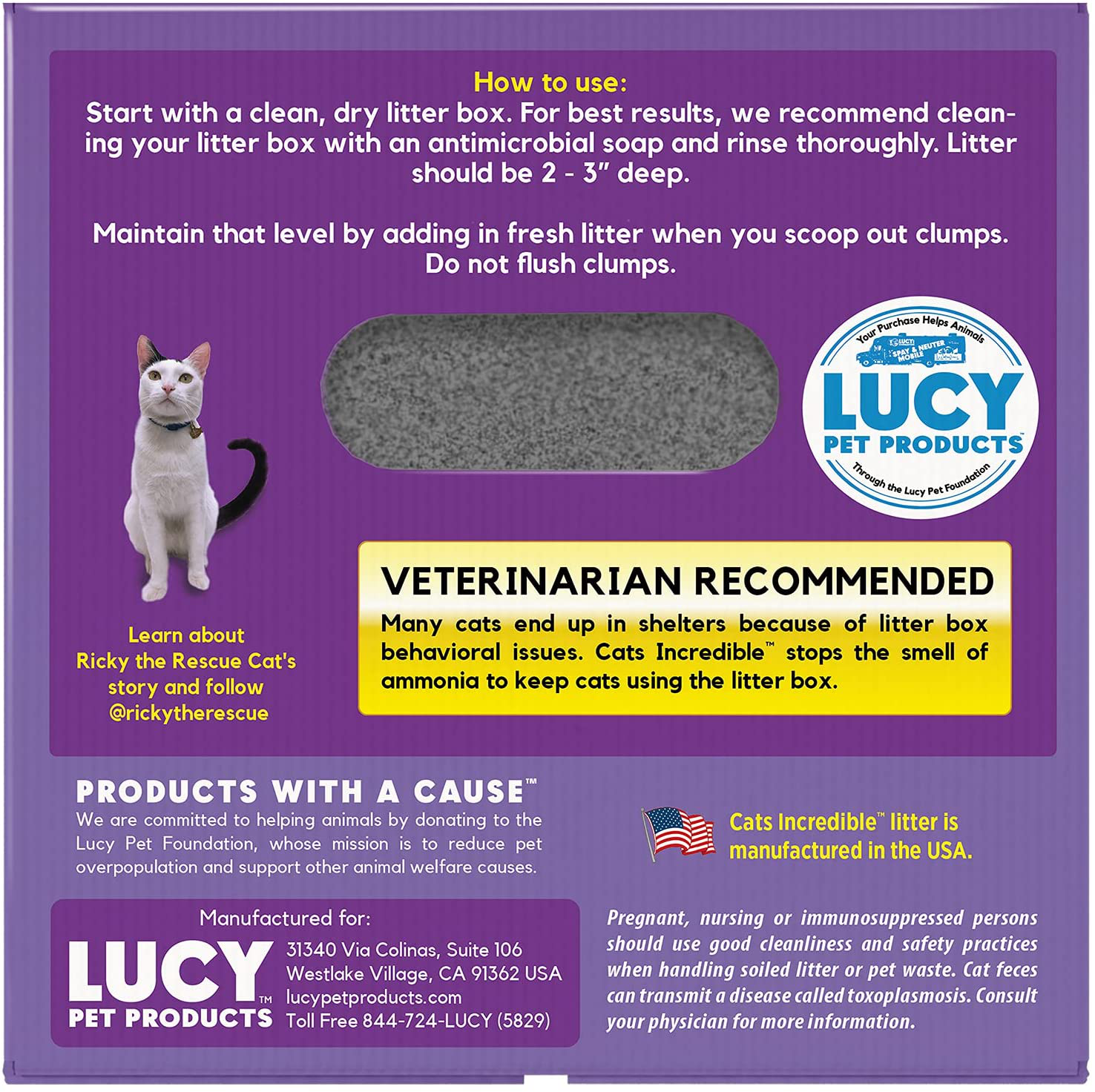 Lucy Pet Cats Incredible 18 Lb Box Clumping Cat Litter Recyclable Box with Smell Squasher, Absorbent Natural Clay Formula Prevents Ammonia Smell Build-Up, Light Lavender Scent Animals & Pet Supplies > Pet Supplies > Cat Supplies > Cat Litter Cats Incredible   