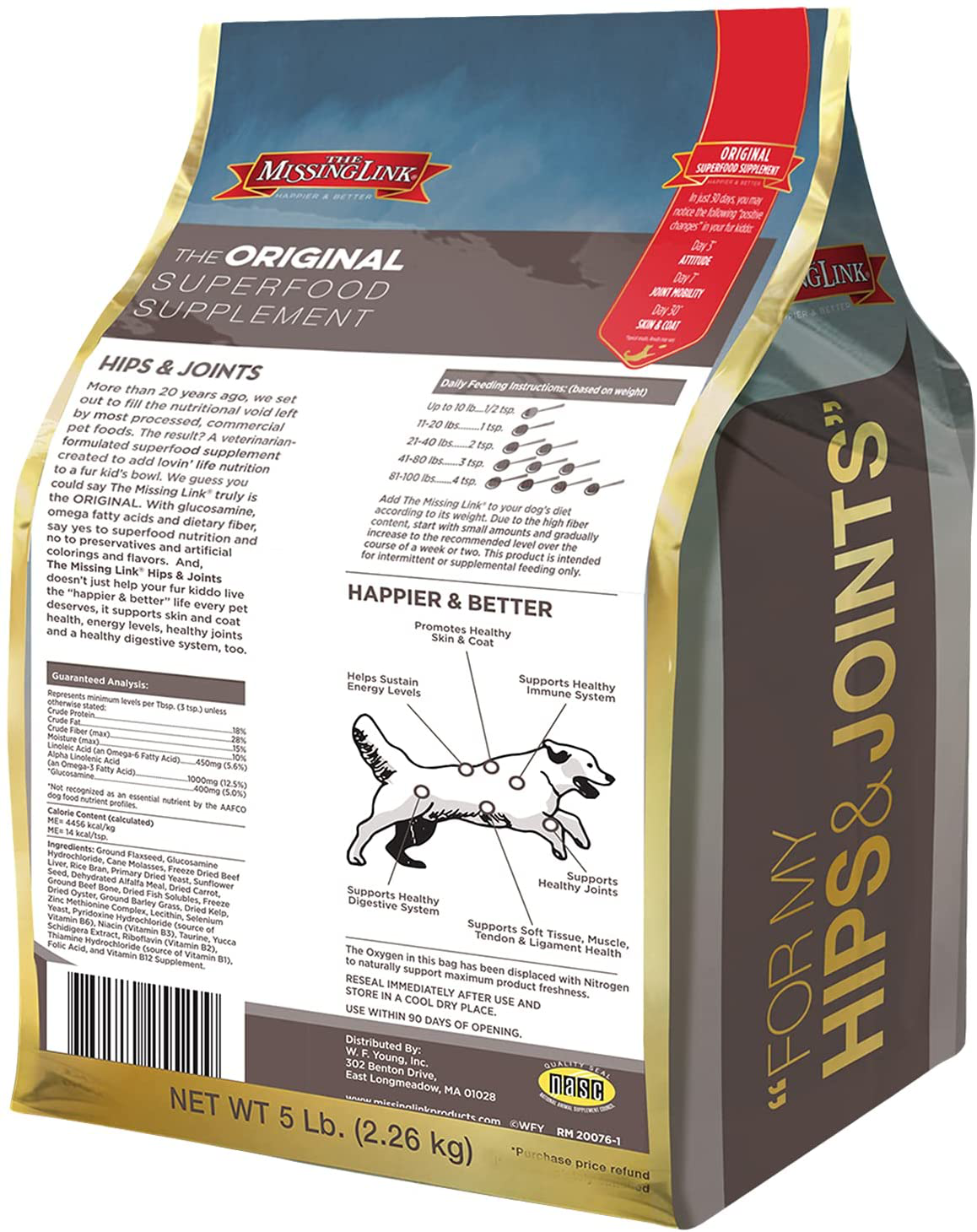 The Missing Link Original Hips & Joints Powder, All-Natural Veterinarian Formulated Superfood Dog Supplement, Balanced Omegas 3 & 6 + Glucosamine + Dietary Fiber for Mobility & Digestive Health, 5Lb Animals & Pet Supplies > Pet Supplies > Bird Supplies > Bird Treats The Missing Link   