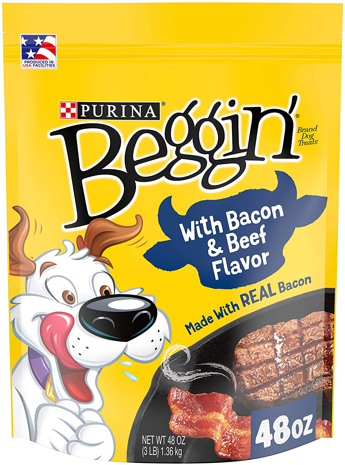 PURINA Beggin' Strips Bacon & Beef Dog Treats Made in USA Facilities Adult Dog Training Treats Animals & Pet Supplies > Pet Supplies > Dog Supplies > Dog Treats Purina Beggin' Bacon & Beef 48 oz. Pouch 
