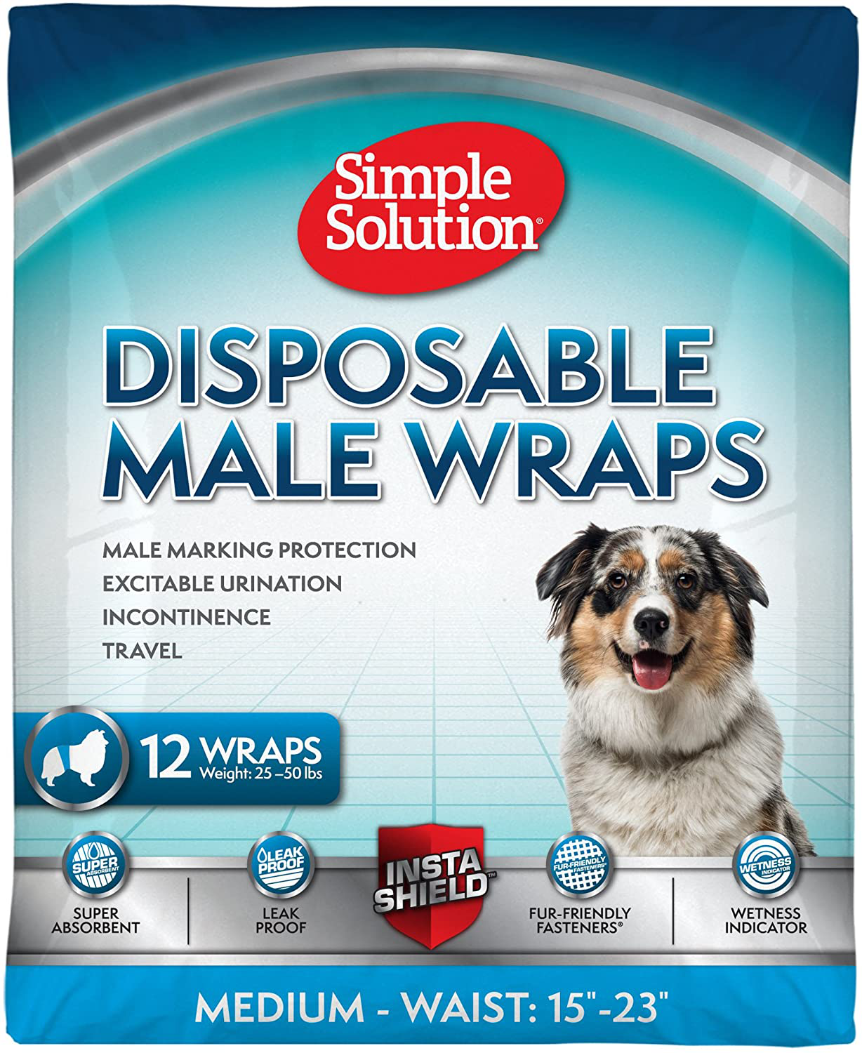 Simple Solution Disposable Dog Diapers for Male Dogs | Male Wraps with Super Absorbent Leak-Proof Fit