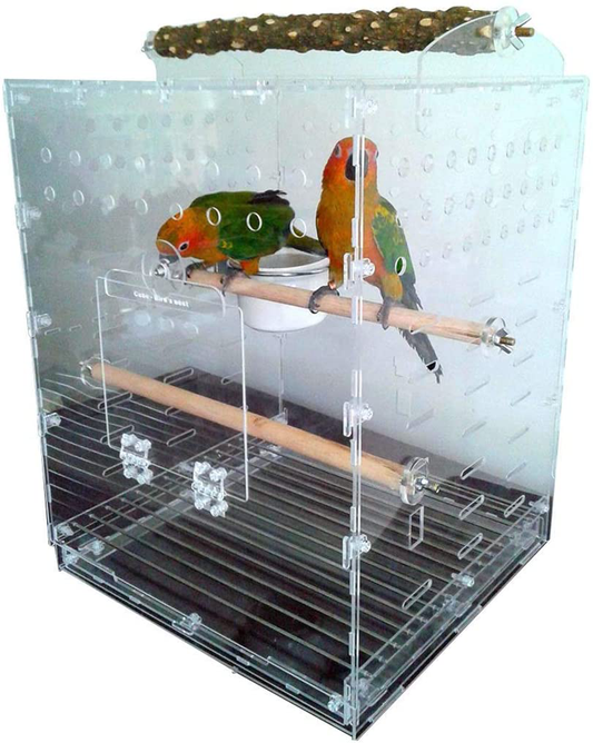 KUANDARM Clear Acrylic Bird Cages with Stand Bar Transparent Parrot Cage Travel Bird Carrier, Clear 40Cm Animals & Pet Supplies > Pet Supplies > Bird Supplies > Bird Cages & Stands KUANDARM Clear 80cm  