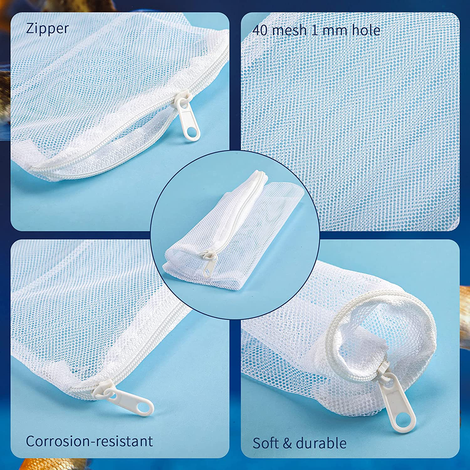 Shappy 20 Pieces Aquarium Filter Media Bags Fish Tank Filter Bag White Net Bag Fine Mesh Filter Bag with Zipper for Activated Carbon Biospheres Ceramic Rings Fresh or Saltwater Tanks Animals & Pet Supplies > Pet Supplies > Fish Supplies > Aquarium Filters Shappy   