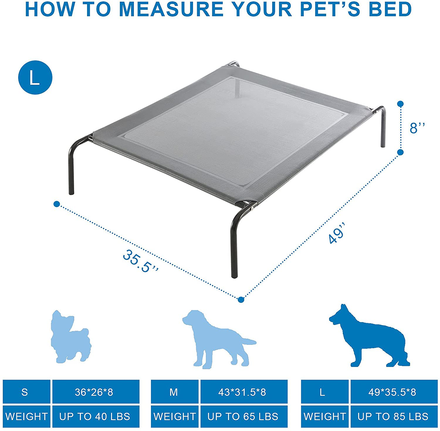 Elevated Dog Bed, Western Home Raised Dog Bed Cot for Large Medium Small Dogs, Portable Pet Cot for Indoor and Outdoor with Breathable Mesh, Durable Frame and Skid-Resistant Feet Animals & Pet Supplies > Pet Supplies > Dog Supplies > Dog Beds WESTERN HOME WH   