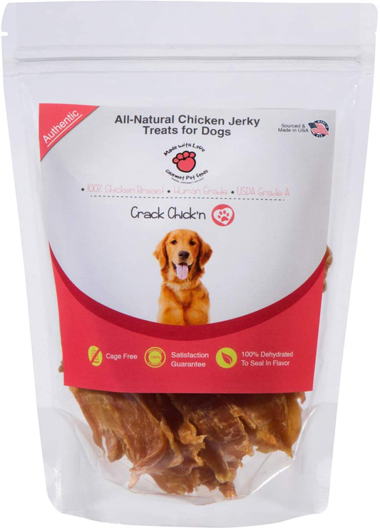 All Natural, Dehydrated Chicken Jerky Dog Treats, 100% Chicken Breast, Human Grade, USDA Grade A, Cage Free, Non-Gmo, Grain Free, No Preservatives, Sourced & Made in USA, Great for Training Animals & Pet Supplies > Pet Supplies > Small Animal Supplies > Small Animal Treats MADE WITH LOVE - CRACK CHICK'N   