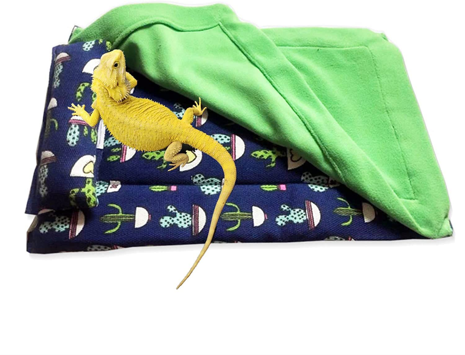 Bearded Dragon Bed with Pillow and Blanket, Solf Fabric Warm Sleeping Bag with Cover for Bearded Dragon Leopard Gecko Lizard Animals & Pet Supplies > Pet Supplies > Small Animal Supplies > Small Animal Habitat Accessories SEAPANHE green  