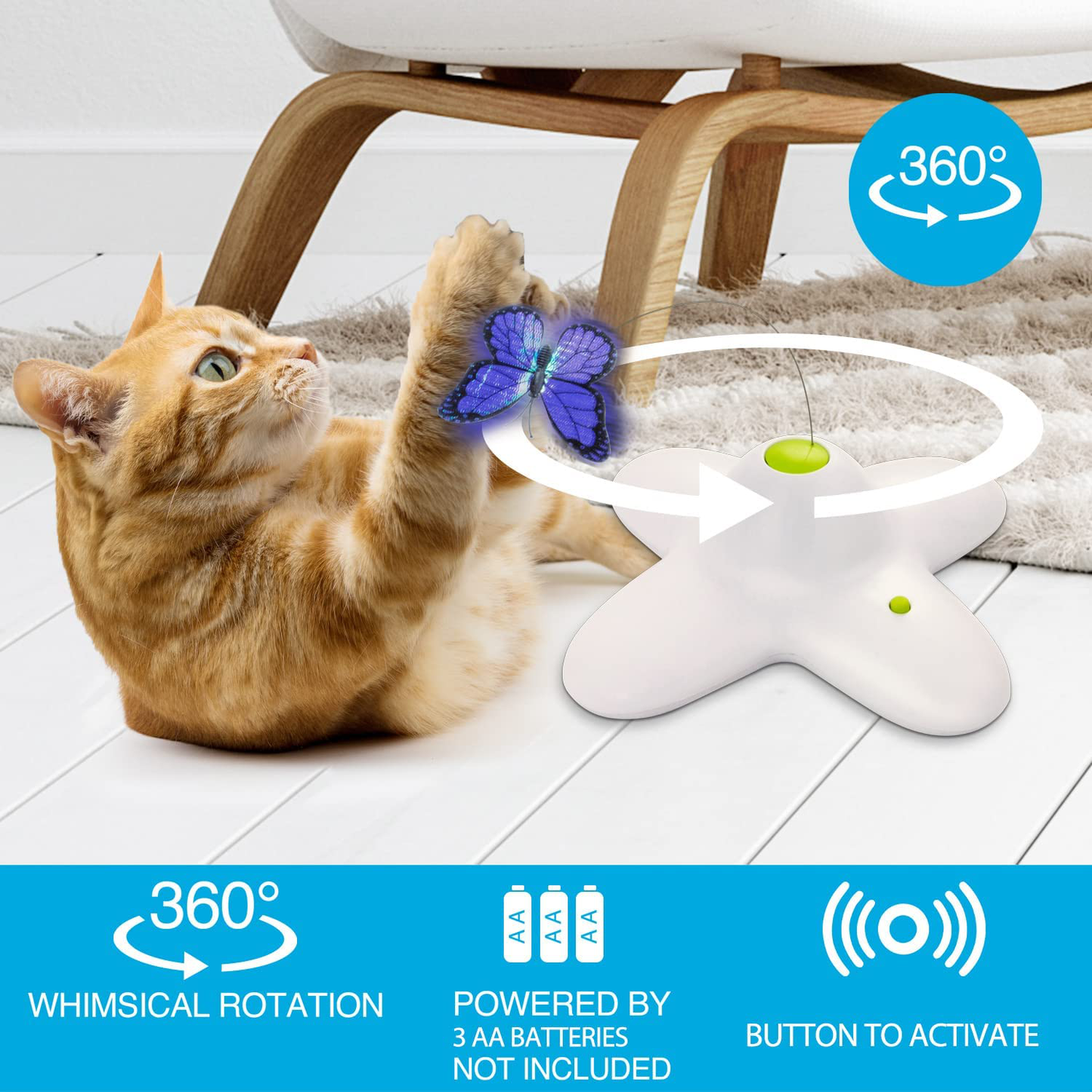 All for Paws Interactive Flutter Bug Cat Butterfly Toy with Two Replacements Kitten Toys for Indoor Cats Animals & Pet Supplies > Pet Supplies > Cat Supplies > Cat Toys AFP   