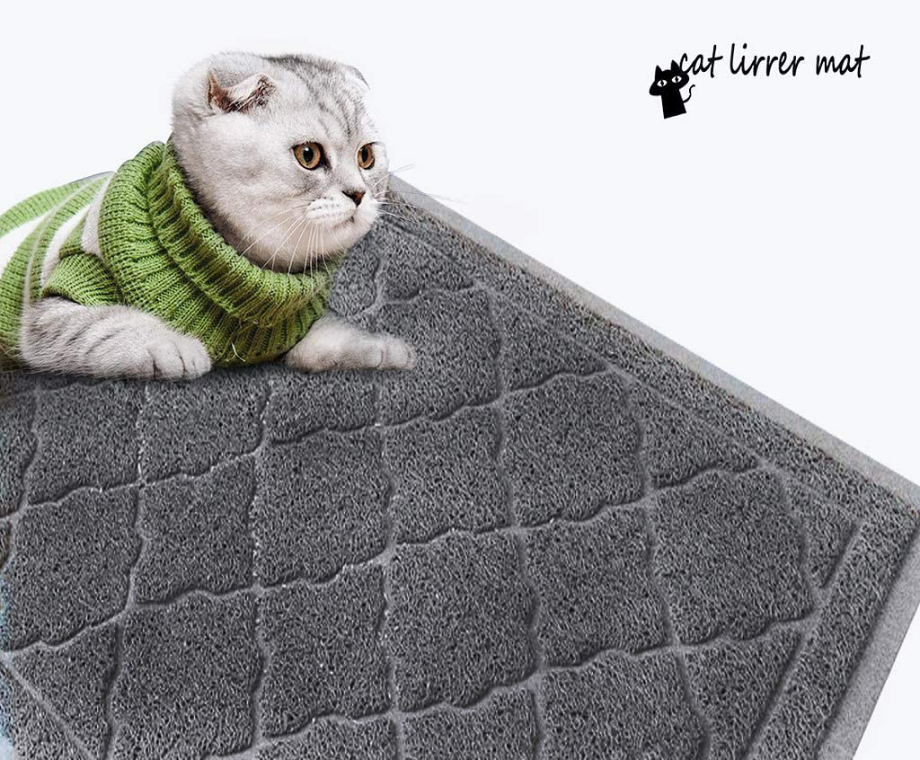 PETUPPY Premium Durable Cat Litter Mat, XL Size 47"X36"- No Phthalate- Non-Slip-Water Resistant- Easy to Clean-Soft on Kitty Paws-Traps Litter from Litter Box(Extra Large Gray Khaki) Animals & Pet Supplies > Pet Supplies > Cat Supplies > Cat Litter Box Mats PETUPPY   