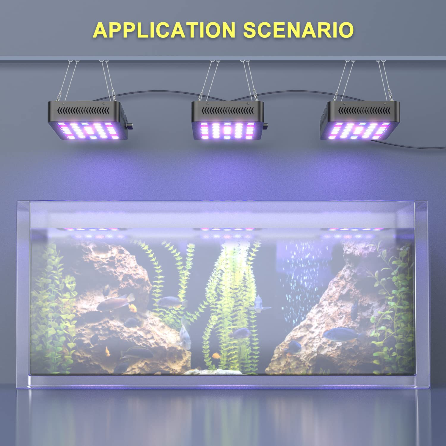 Phlizon 165W Dimmable Full Spectrum Auqarium LED Light Fish Tank LED Reef Decoration Light for Saltwater Freshwater Fish Coral Reef