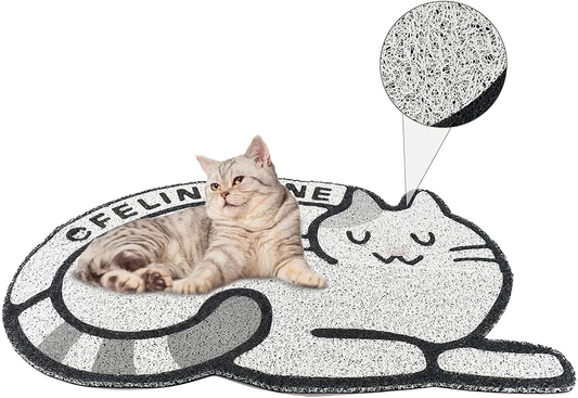 NEWSHONE Cat Litter Mat Trapping Mat,28X18Inch Waterproof Urine Proof Non-Slip Cat Litter Pad,Super Cute Easy to Clean Durable for Cats and Dogs Animals & Pet Supplies > Pet Supplies > Cat Supplies > Cat Litter Box Mats NEWSHONE Cat-shaped cat litter pad  
