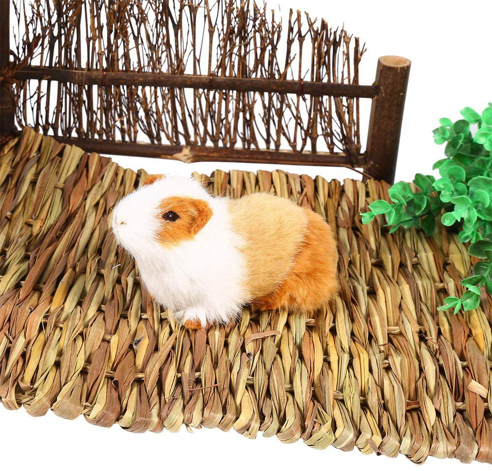 Oumefar Hamster Grass Pad Woven Grass Hamster Pet Grass Mat Hand-Woven 2Sizes Rabbit Hamster Bed Natural Straw Bunny Bedding for Small Animals Animals & Pet Supplies > Pet Supplies > Small Animal Supplies > Small Animal Bedding Oumefar   