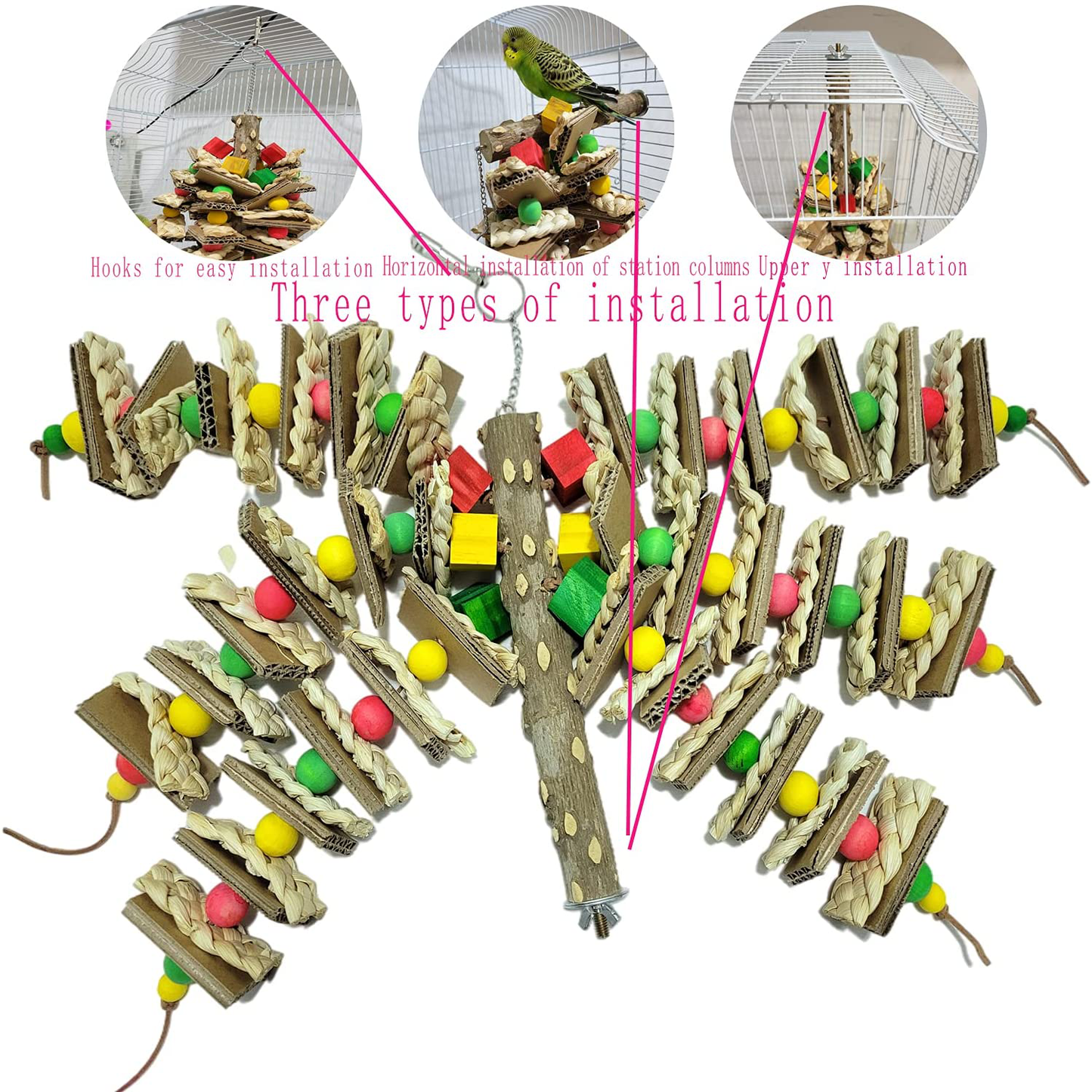 RF-X Medium-Sized Bird Toys, African Gray Parrot Toys, Natural Wooden Corn Cob Shaft Cardboard Bird Cage Chew Toys, Suitable for Small and Medium-Sized Parrot Birds Animals & Pet Supplies > Pet Supplies > Bird Supplies > Bird Cage Accessories RF-X   