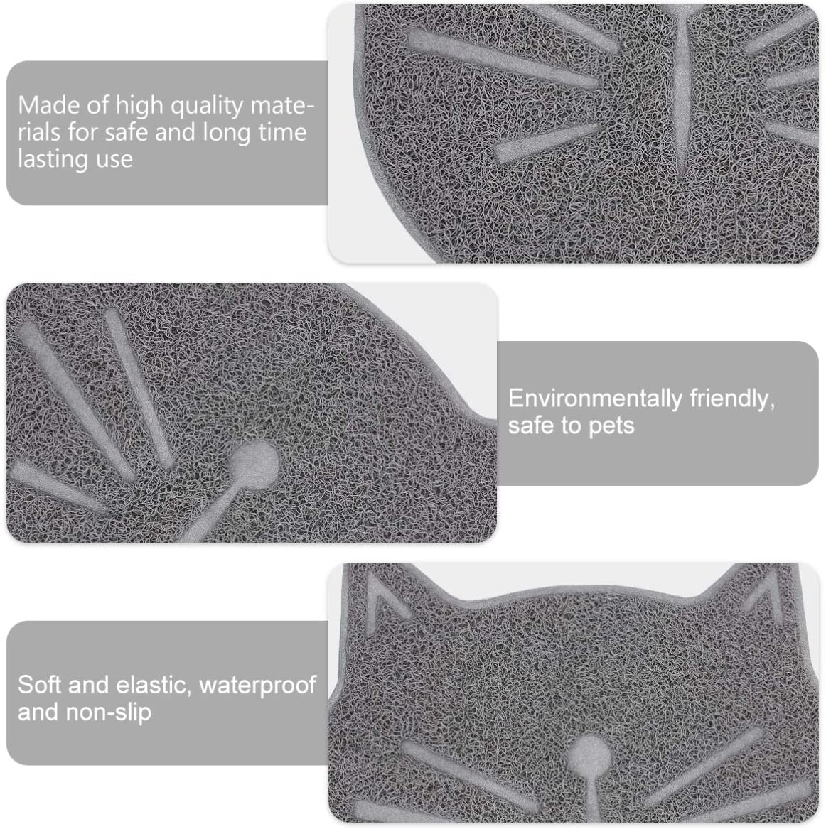 POPETPOP Pet Cat Litter Mat Non Slip Litter Tracking Mat Traps Litter from Box and Cats Easy Clean for Kitty Kitten Supplies 38X38CM Black Animals & Pet Supplies > Pet Supplies > Cat Supplies > Cat Litter Box Mats POPETPOP   