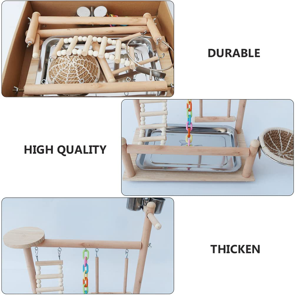 Balacoo Bird Play Stand Parrot Swing Playstand Cockatiel Playground Wood Perch Gym Playpen Ladder with Feeder Cups Toys Exercise Play Animals & Pet Supplies > Pet Supplies > Bird Supplies > Bird Gyms & Playstands balacoo   