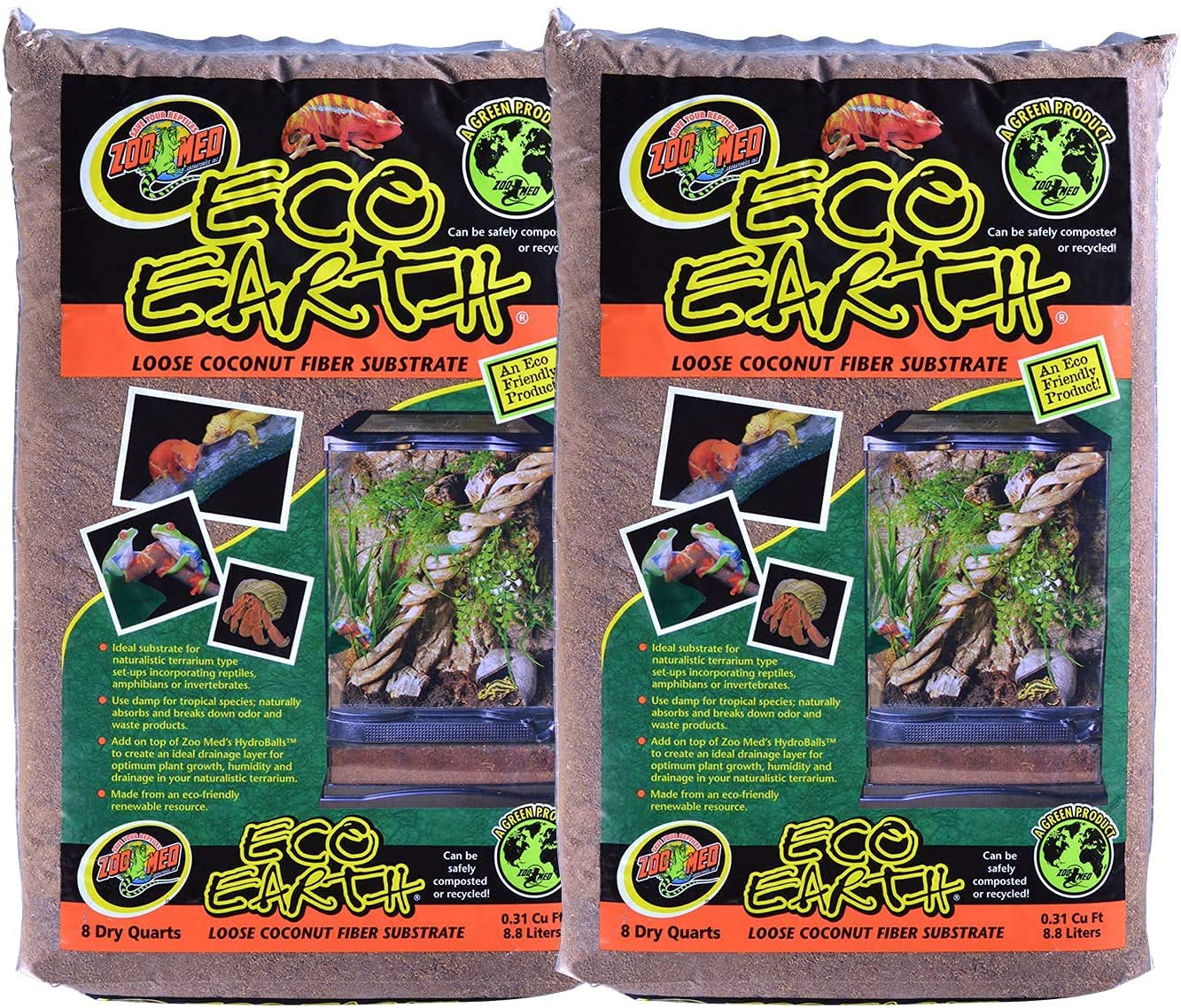 Dbdpet 'S Bundle 2 Pack Zoomed Eco Earth Loose Coconut Fiber Reptile Substrate 8 Quarts | by Zoomed & Includes Attached Pro-Tip Guide Animals & Pet Supplies > Pet Supplies > Reptile & Amphibian Supplies > Reptile & Amphibian Substrates DBDPet   