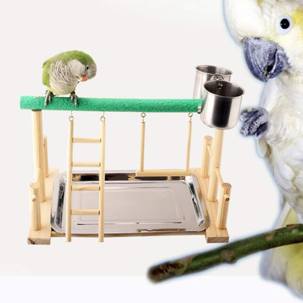 POPETPOP Bird Play Stand-Parrot Playstand Bird Perches for Cockatiels Parakeet Wood Perch Gym Playpen with Ladder Swing Toys Exercise Play Bird Toys(Stick Random Color) Animals & Pet Supplies > Pet Supplies > Bird Supplies > Bird Gyms & Playstands POPETPOP   