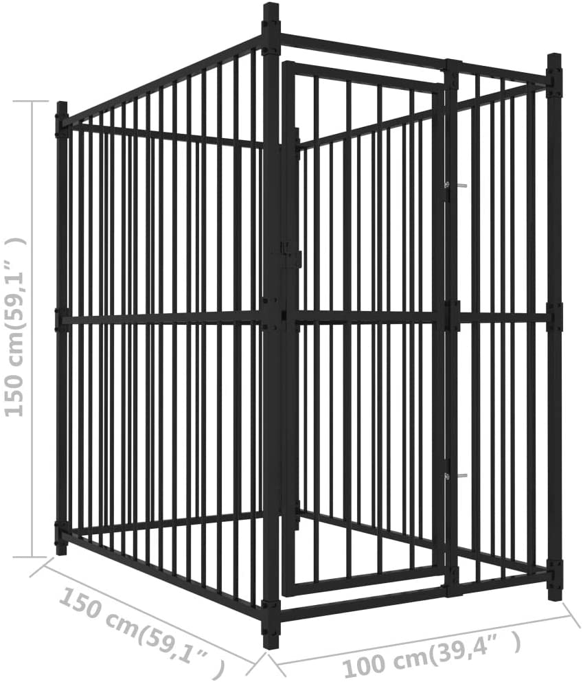 Metal Dog Playpen - Outdoor Dog Kennel Steel - Heavy Duty Outdoor Cage Kennel Fence for Large Dogs with Secure Lock Mesh, Pet Resort Kennel Fence, 118.1" X 118.1" X 72.8"