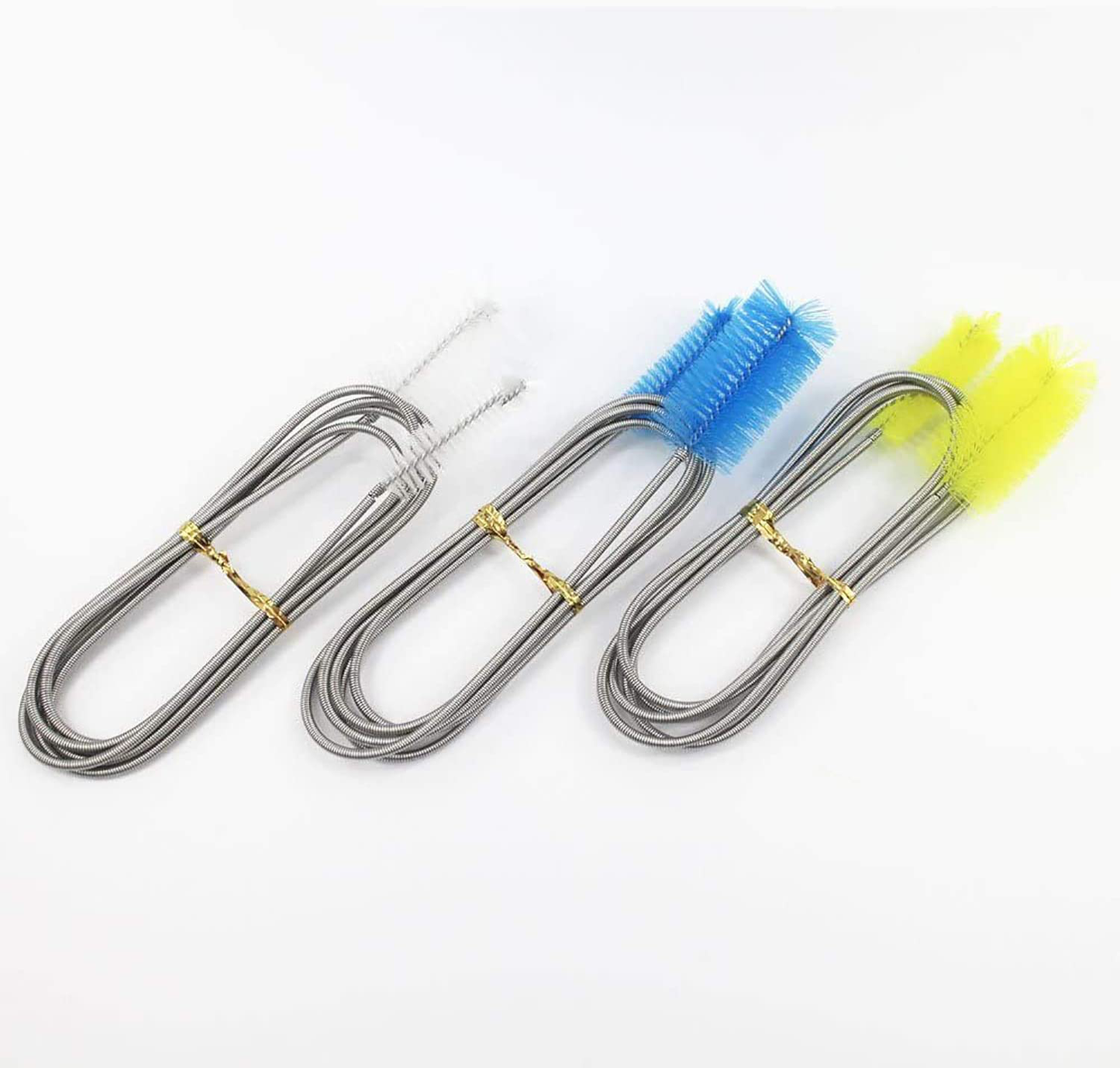 Flexible Drain Spring Double Head Hose Brush Stainless Steel Nylon 67 Inch and 2 PCS 8.2-Inch Straw Cleaning Brush (Yellow) Animals & Pet Supplies > Pet Supplies > Fish Supplies > Aquarium Cleaning Supplies Domejo   