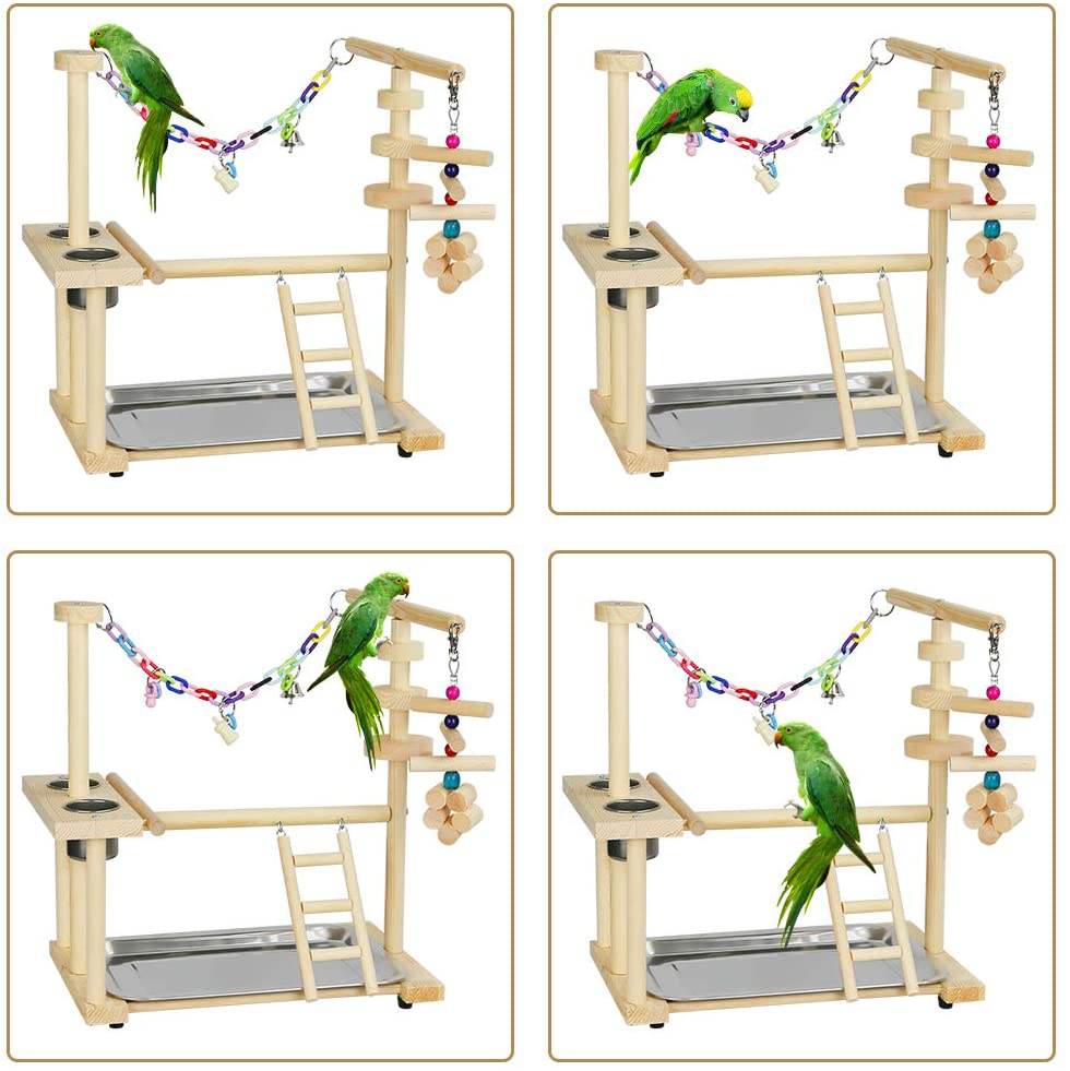 Exttlliy Parrots Bird Playground Birdcage Playstand Play Gym Parakeet Playpen Ladder with Feeder Cup Bird Toys Swing Chew Toy Animals & Pet Supplies > Pet Supplies > Bird Supplies > Bird Gyms & Playstands Exttlliy   