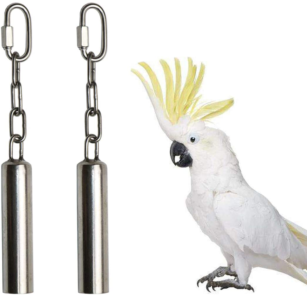 Stainless Steel Bell Bird Toys Chew Toy for Parrot, Macaw, African Greys, Small Cockatoo, Parakeet, Cockatiels Heavy Duty Bird Cage Stand Toys Animals & Pet Supplies > Pet Supplies > Bird Supplies > Bird Cages & Stands Peety 2 PCS-S  