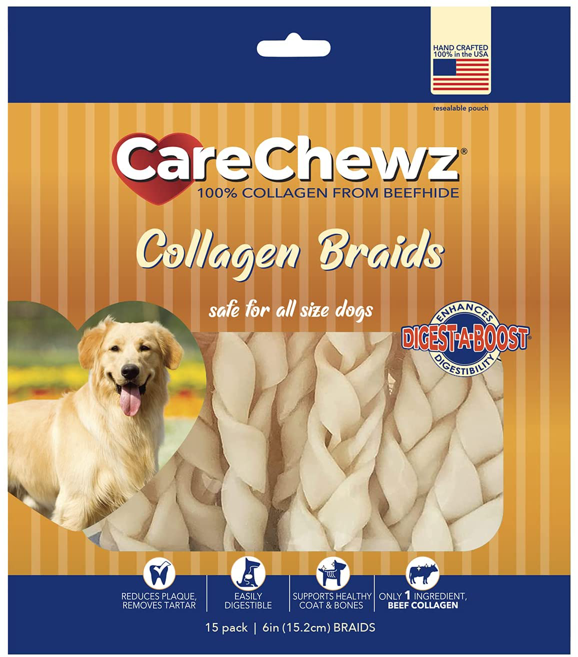 Pet Factory Beefhide | Dog Chews, 99% Digestive, Rawhides to Keep Dogs Busy While Enjoying, 100% Flavored Braids, Made in USA Animals & Pet Supplies > Pet Supplies > Dog Supplies > Dog Treats Pet Factory Natural 6 Inch (Pack of 15) 