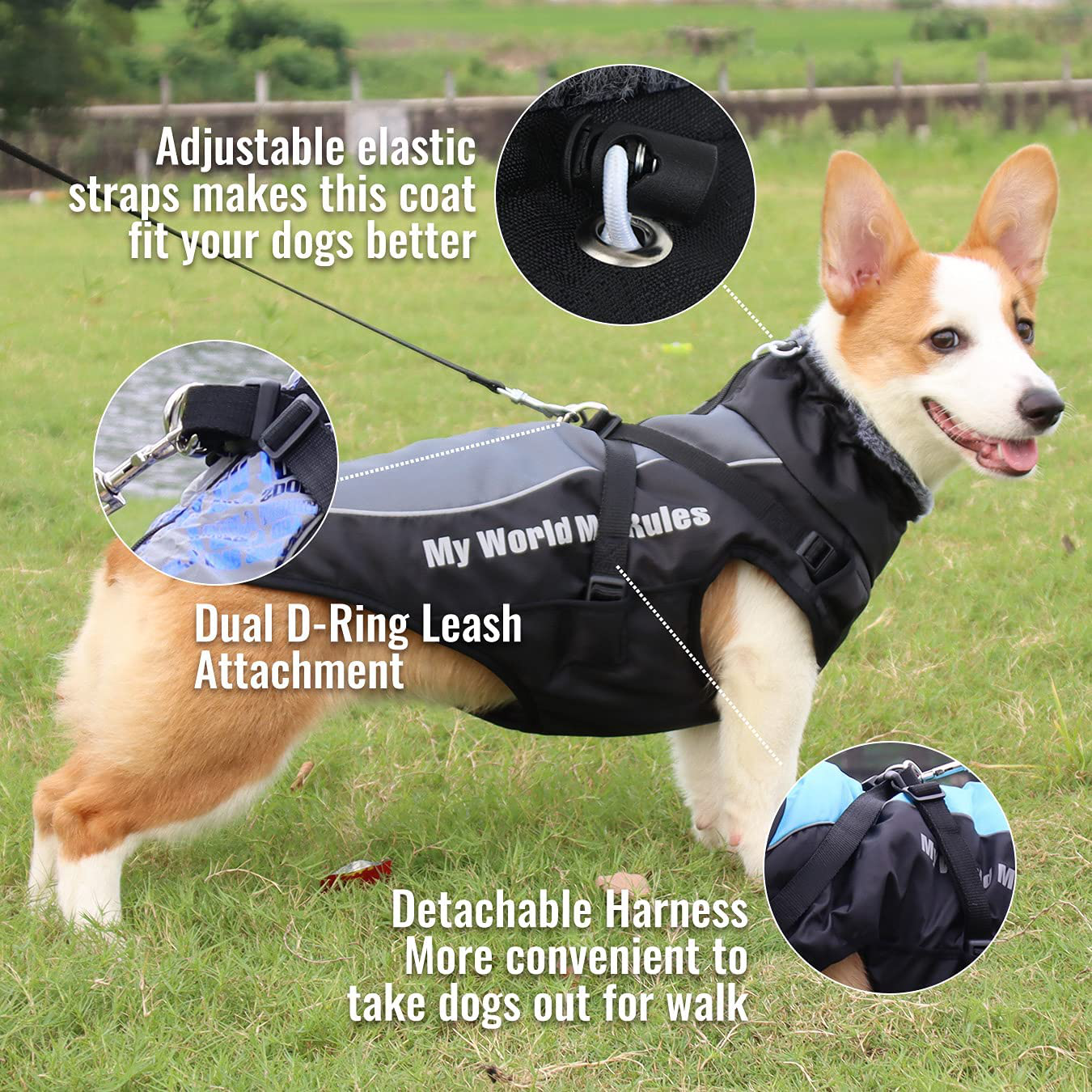 Dog coat with harness attached online