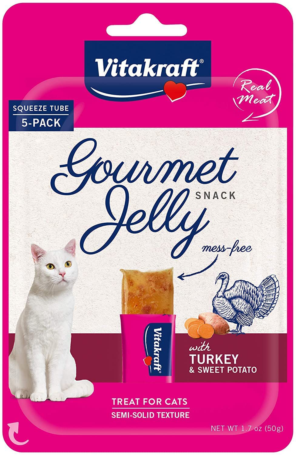 Vitakraft Gourmet Jelly Chicken with Carrot Hand-Fed Treat for Cats Animals & Pet Supplies > Pet Supplies > Cat Supplies > Cat Treats Vitakraft Turkey with Sweet Potato, 5 Servings  