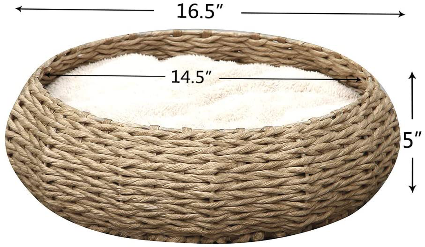 Petpals Hand Made Paper Rope round Bed for Cat/Dog/Pet Sleep with Pillow, Natural Animals & Pet Supplies > Pet Supplies > Cat Supplies > Cat Beds PetPal LLC   