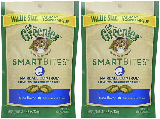 Feline Greenies 2 Pack of Smartbites Hairball Control Cat Treats, Tuna, 4.6 Ounces per Pack Animals & Pet Supplies > Pet Supplies > Cat Supplies > Cat Treats Greenies   