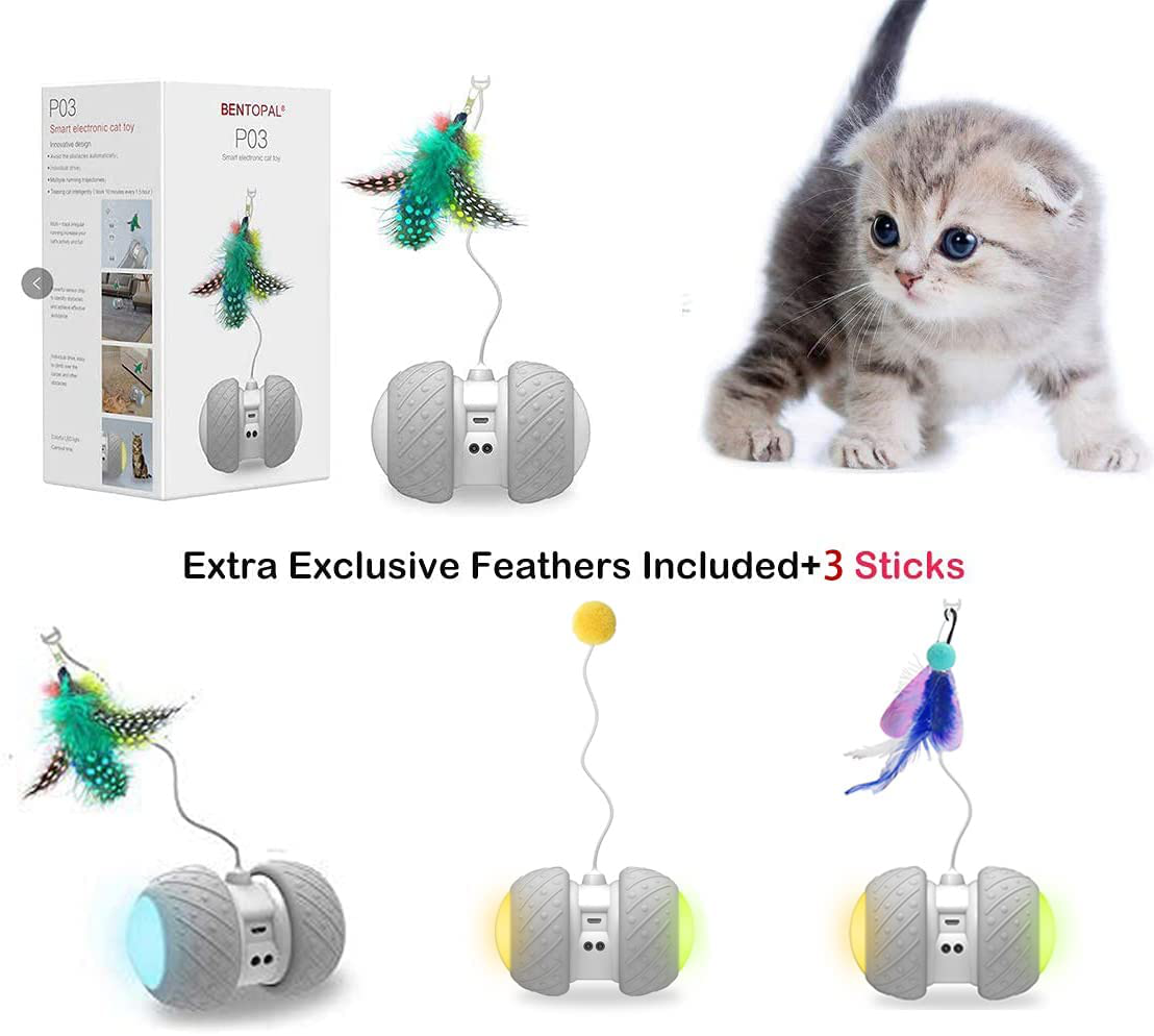 Petdroid Boltz Robotic Cat Toy Interactive,Attached with Feathers/Birds/Mouse Toys for Cats/Kitten,Large Capacity Battery/All Floors Available Animals & Pet Supplies > Pet Supplies > Cat Supplies > Cat Toys PetDroid   