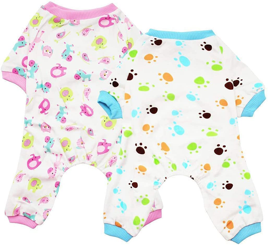 Scheppend 2-Pack Pet Clothes Puppy Cute Pajamas Dog Cotton Body Suit Cats Jumpsuits Cozy Apparel Dogs Pjs Small Canine Jammies Animals & Pet Supplies > Pet Supplies > Cat Supplies > Cat Apparel Scheppend Redhorse & Paw Large 