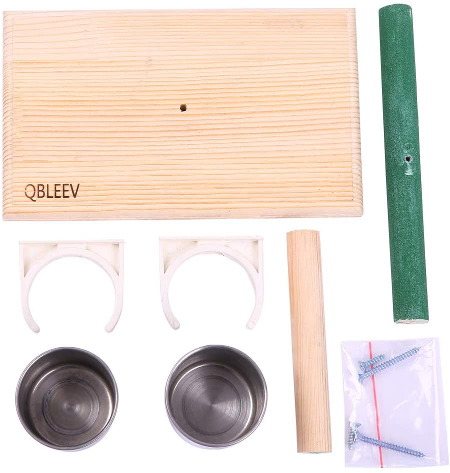 QBLEEV Bird Play Stands with Feeder Cups Dishes, Tabletop T Parrot Perch Shelf, Wood Playstand Portable Training Playground, Bird Cage Toys Accessories for Small Cockatiels, Conures, Parakeets, Finch Animals & Pet Supplies > Pet Supplies > Bird Supplies > Bird Gyms & Playstands QBLEEV   