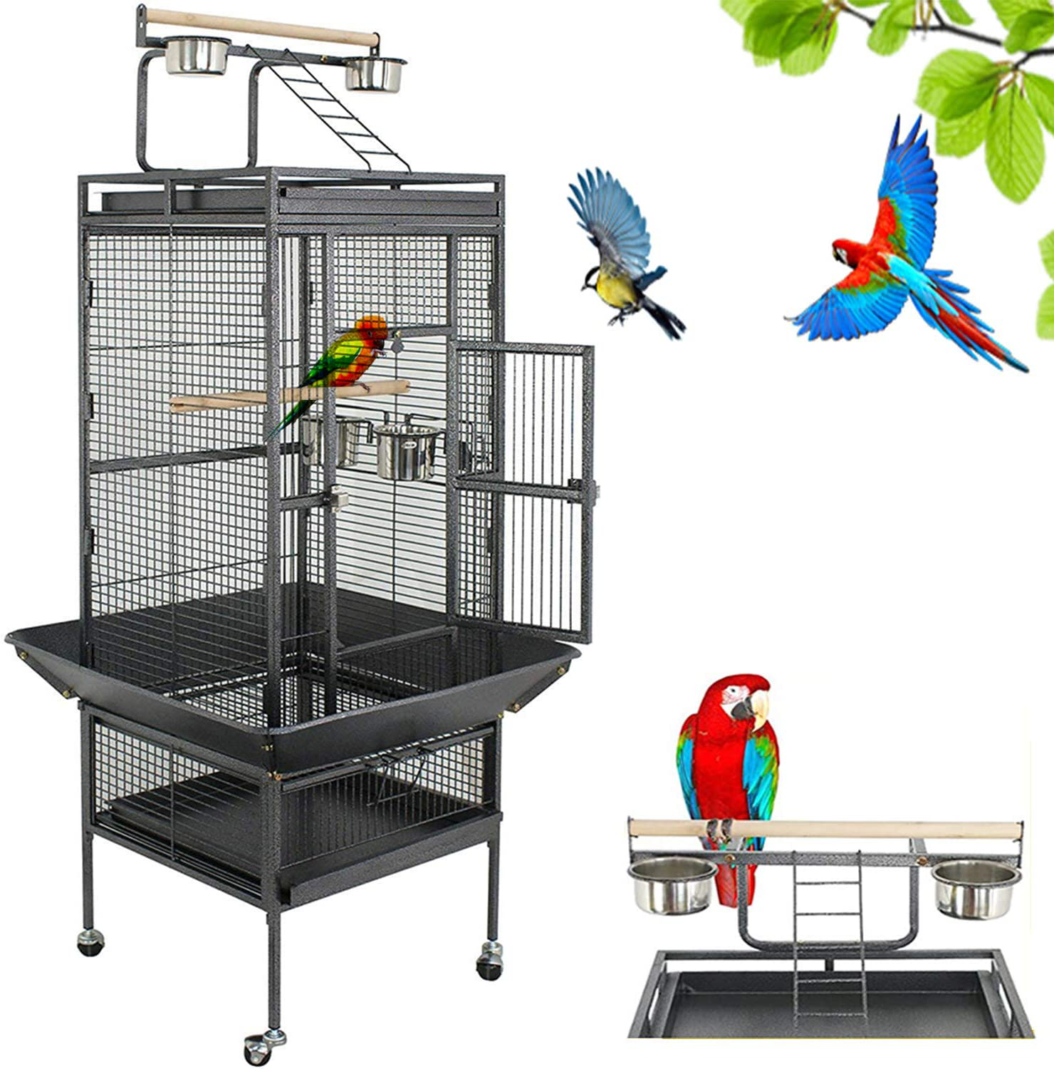 Nova Microdermabrasion 61/68 Inches Large Bird Cage Play Top Parrot Cockatiel Parakeet Chinchilla Macaw Cockatoo Cage W/Stand Perch Pet Supplies Animals & Pet Supplies > Pet Supplies > Bird Supplies > Bird Cages & Stands Nova Microdermabrasion 61 Inches  