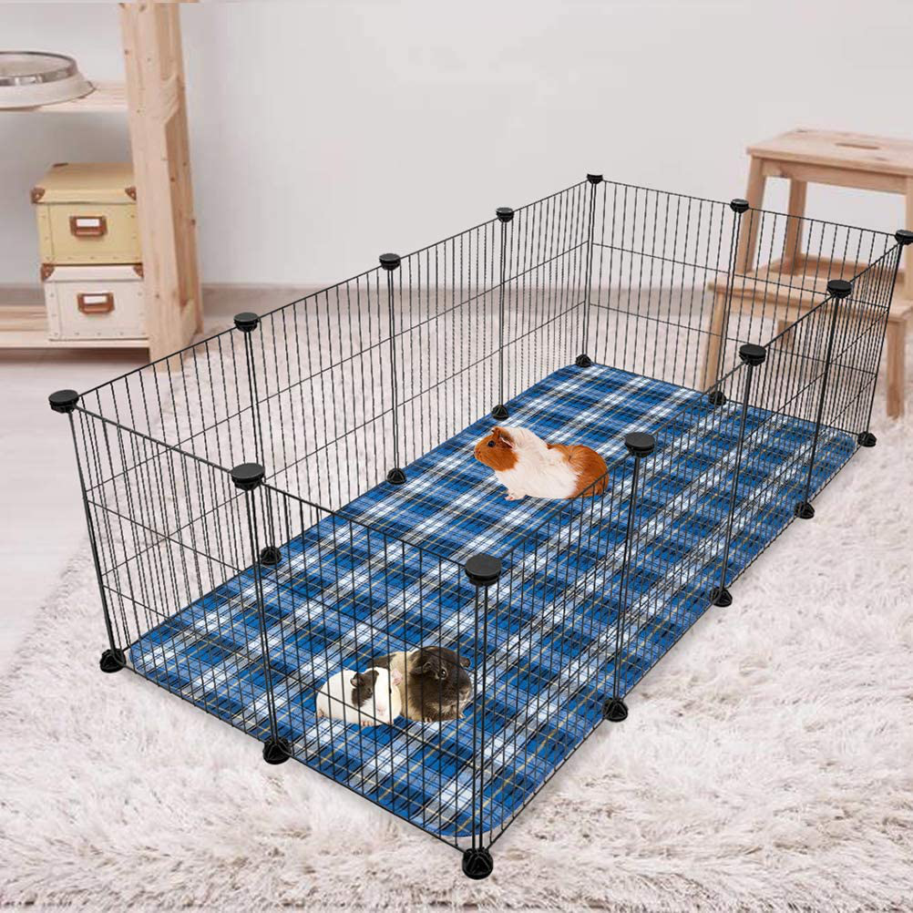 EXPAWLORER Guinea Pig Cage Liners & Cleaning Brush Set - 2 Pack Washable Fleece Guinea Pig Pads for Dogs Waterproof & Non-Slip, Reusable Plaid Pee Pads for Small Animals Cats Rabbits Puppies Animals & Pet Supplies > Pet Supplies > Small Animal Supplies > Small Animal Bedding EXPAWLORER   