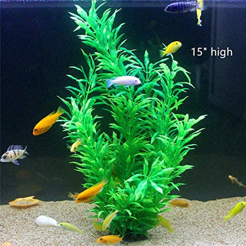 Donau 2Pcs Small Large Aquarium Plants Plastic Green Fish Tank Plants Artificial Aquairum Decor Animals & Pet Supplies > Pet Supplies > Fish Supplies > Aquarium Decor Donau   