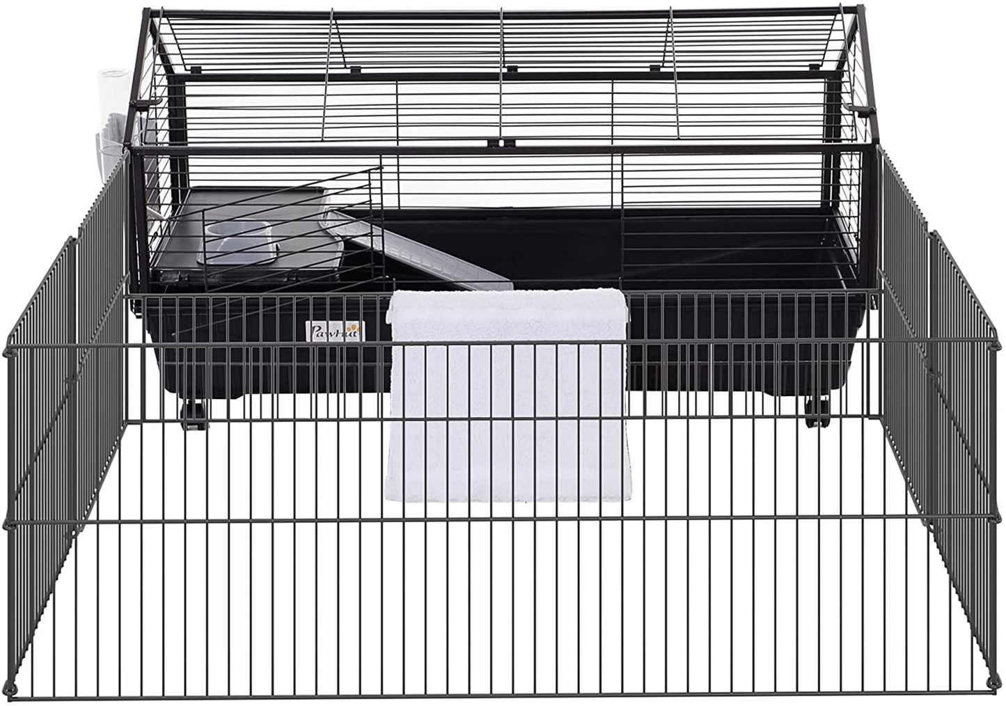 Pawhut Small Animal Cage with Main House and Run for Rabbit, Guinea Pig, Hamster Indoor and Outdoor Animals & Pet Supplies > Pet Supplies > Small Animal Supplies > Small Animal Habitat Accessories Aosom LLC   