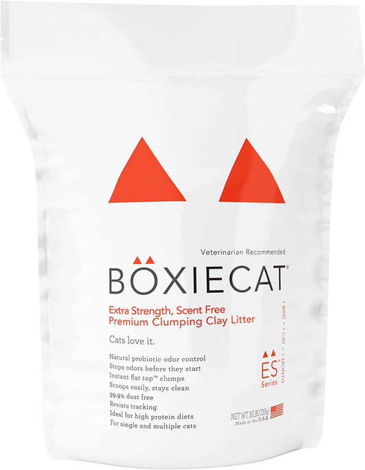 Boxiecat Extra Strength Premium Clumping Cat Litter - Clay Formula - Scent Free Multicat - Ultra Clean Litter Box, Probiotic Powered Odor Control, Hard Clumping Litter, 99.9% Dust Free Animals & Pet Supplies > Pet Supplies > Cat Supplies > Cat Litter Boxiecat 16 lb  