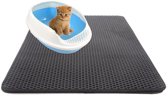 HOMTOL Cat Litter Mat Kitty Litter Trapping Pad, Honeycomb Double Layer Trapper, Waterproof Easy Clean Scatter Control, Litter Tray Box Rug Carpet (M-17.7X23.6 Inch, Black) Animals & Pet Supplies > Pet Supplies > Cat Supplies > Cat Litter Box Mats HOMTOL Black XL-61x75cm (24.0x29.5 inch) 