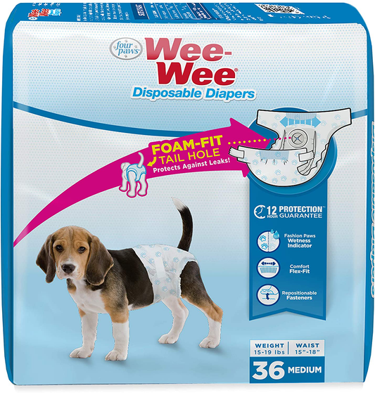 Four Paws Wee-Wee Disposable Dog Diapers 36 Count Medium Animals & Pet Supplies > Pet Supplies > Dog Supplies > Dog Diaper Pads & Liners Central Garden & Pet   