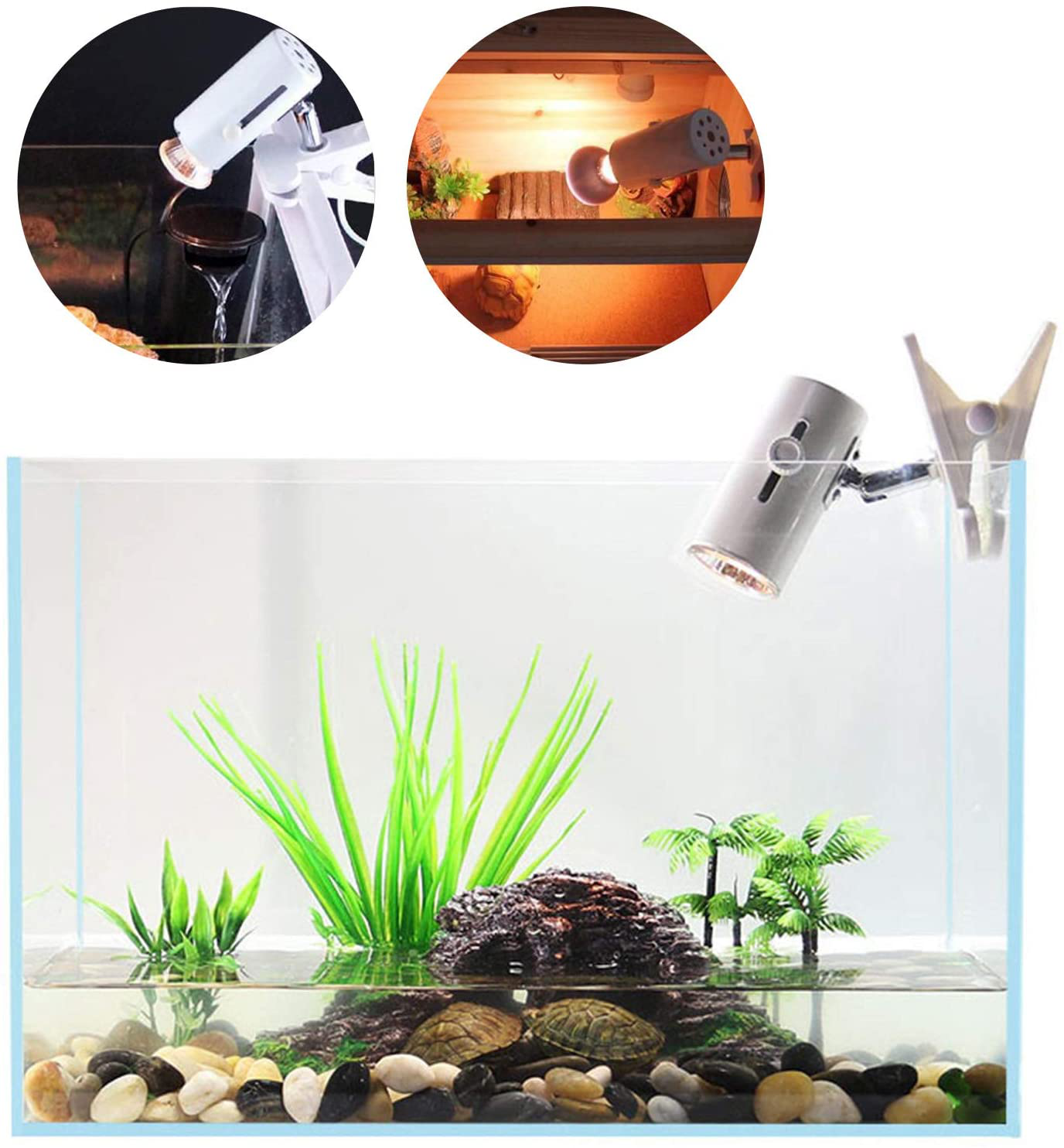 Reptile Clamp Heat Lamp Fixture Holder,White Adjustable Flexible Clamp Clip on Habitat Bulb Holder Stand,Suitable for Aquarium, Reptiles,Brooder Coop,Turtle,Turtle,Snake(Bulb Not Included)