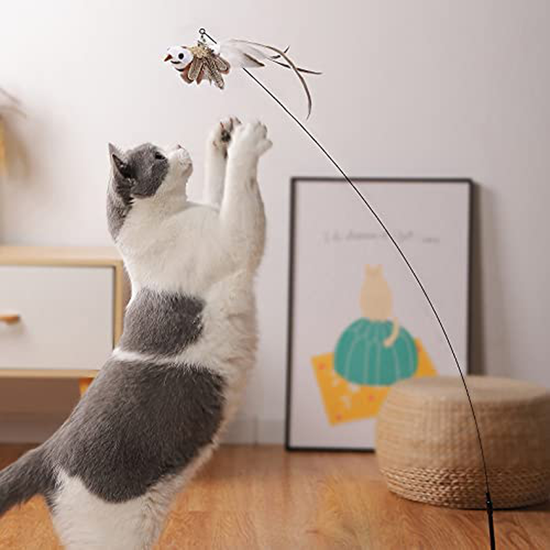 Simulation Bird Interactive Cat Toy,Funny Feather Bird with Bell Cat Stick Toy for Indoor Cats Kitten Play Chase Exercise Animals & Pet Supplies > Pet Supplies > Cat Supplies > Cat Toys SSWPQOS   