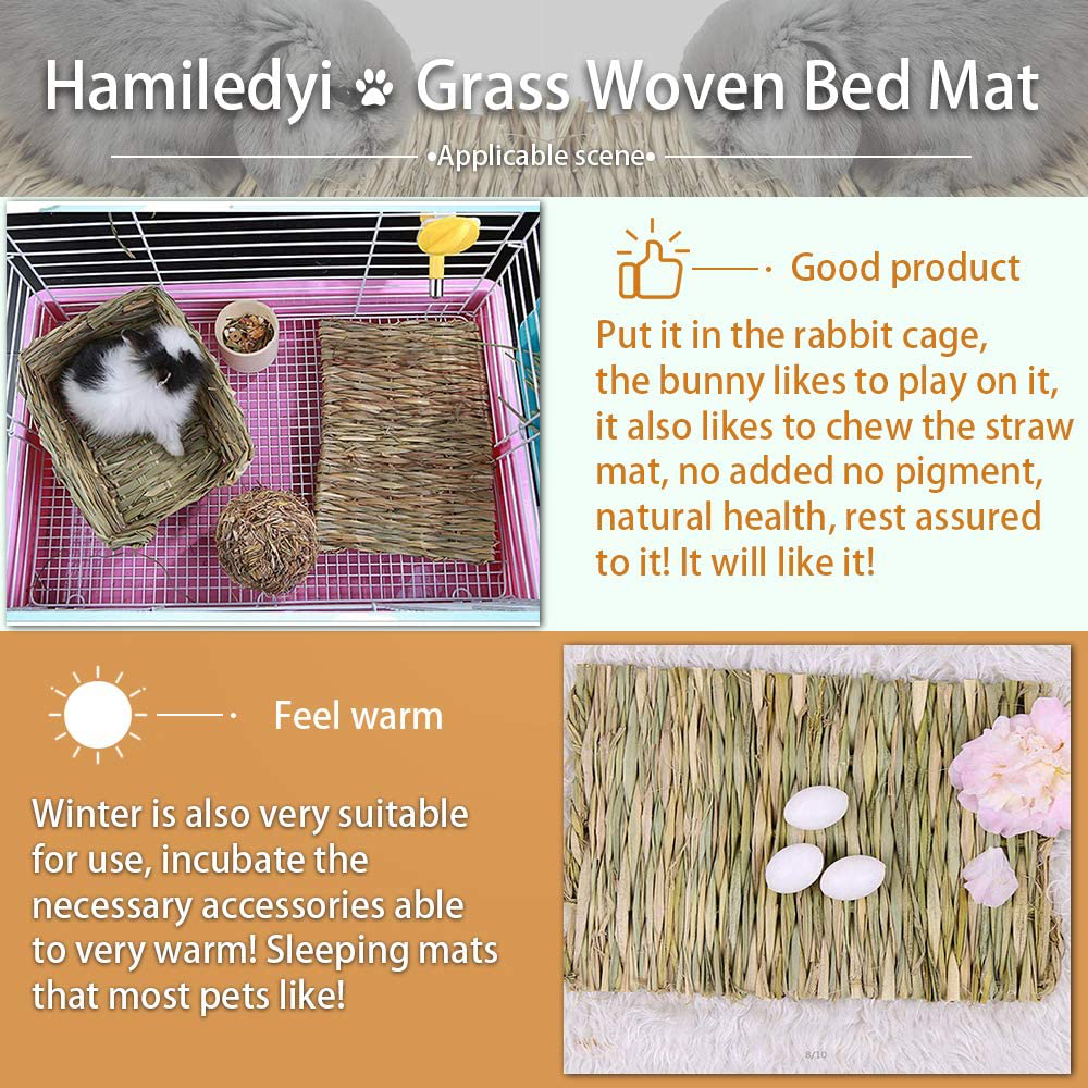 Grass Mat Woven Bed Mat for Small Animal 5 Grass Mats Bunny Bedding Nest Chew Toy Bed Play Toy for Guinea Pig Parrot Rabbit Bunny Hamster Rat Animals & Pet Supplies > Pet Supplies > Small Animal Supplies > Small Animal Bedding Hamiledyi   