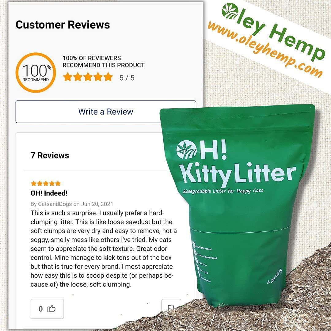 Oleyhemp OH! Small Pet Hemp Bedding - Hamsters, Rabbits, Chickens, Birds, Rats, Reptiles - 100% Natural, Biodegradable & USA Grown - Super Absorbency Compared to Clay