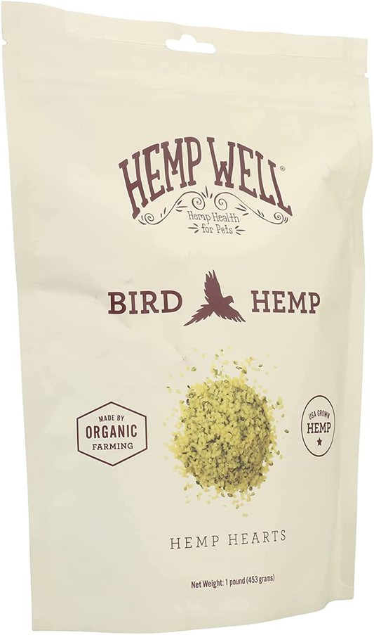 Hemp Well Organic Hemp Hearts –Reduces Feather Plucking, Promotes Relaxation, Immune Support, Organically Sourced, USA Grown, GMO Free – 1 Pound Bag Animals & Pet Supplies > Pet Supplies > Bird Supplies > Bird Treats Hemp Well   