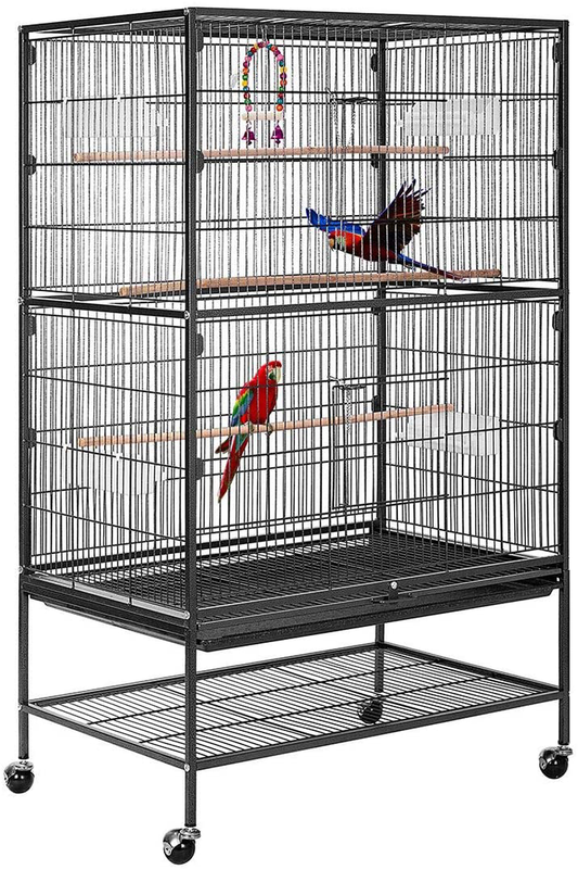 VIVOHOME 53 Inch Wrought Iron Large Bird Cage with Rolling Stand for Parrots Conures Lovebird Cockatiel Parakeets Animals & Pet Supplies > Pet Supplies > Bird Supplies > Bird Cage Accessories VIVOHOME   